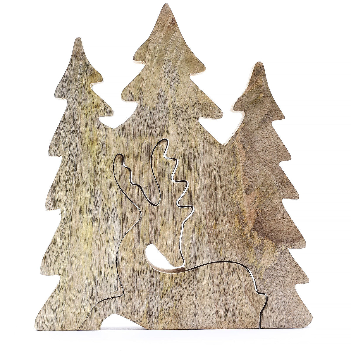 * Perdu dans la forêt – Décoration en bois 3D Cerf dans la forêt – 23 × 20 cm