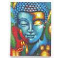 * Tableau Bouddha bleu et fleur dorée, 75 × 55 cm
