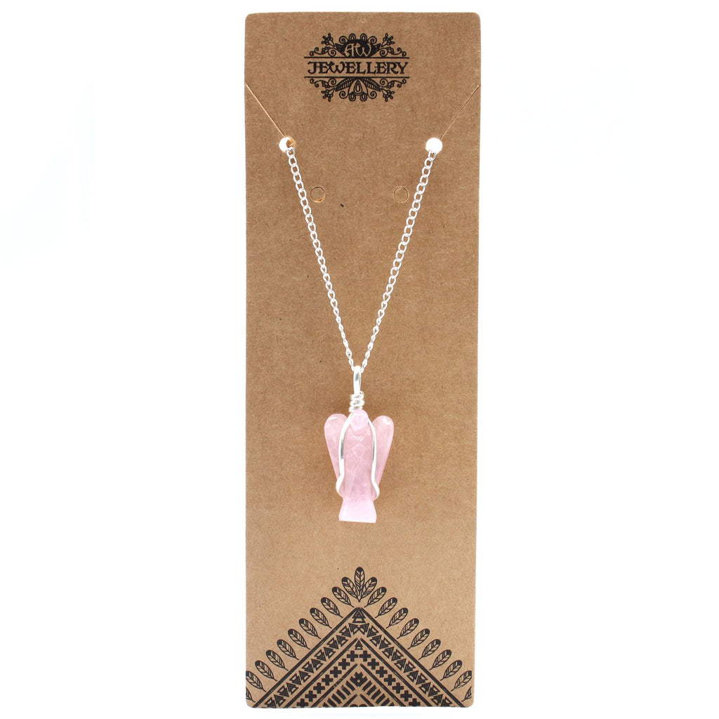 Pendentif ange gardien en quartz rose