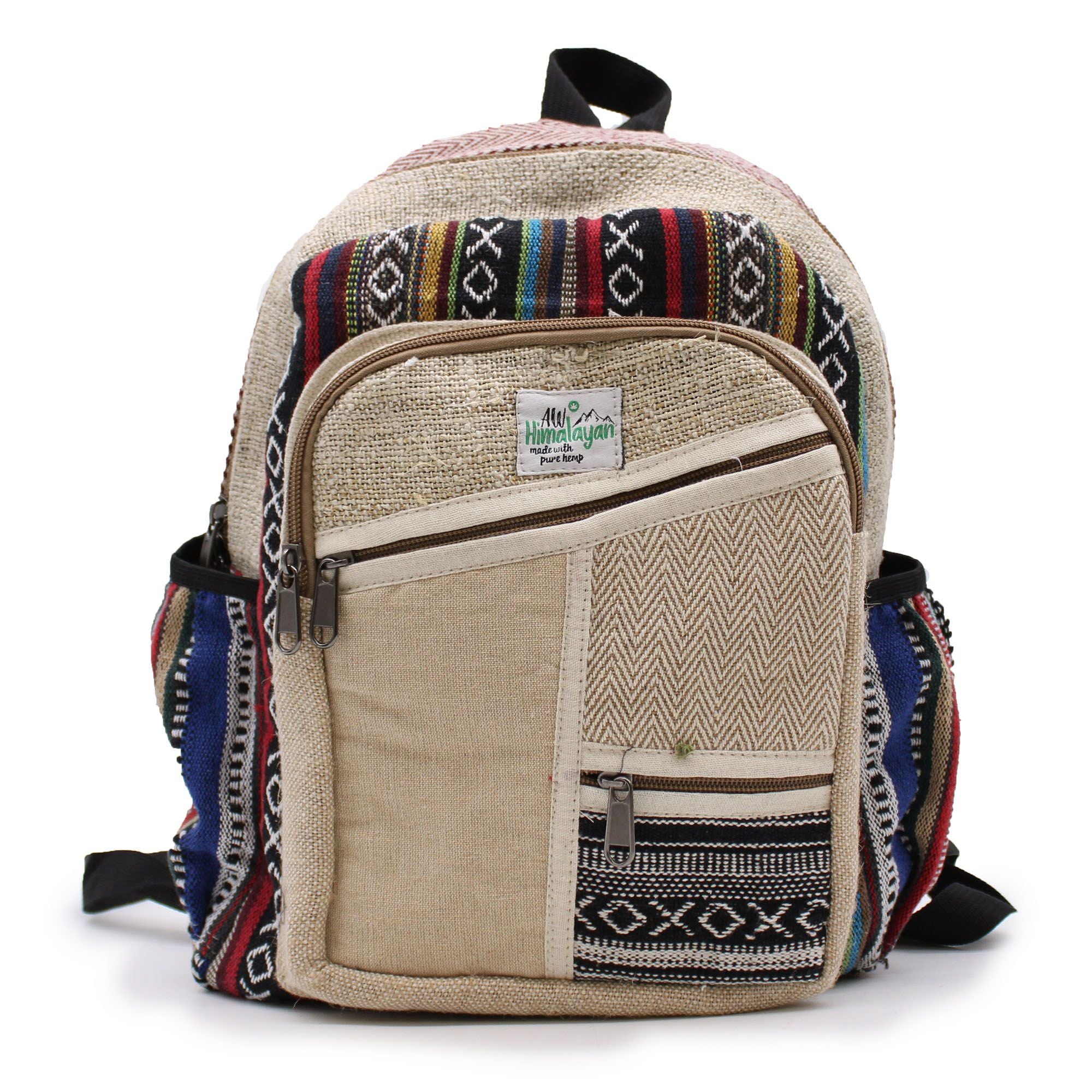 Petit Sac à Dos en Chanvre – Style Zips Zigzag | Artisanal Népal