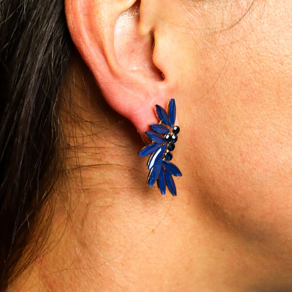 * Boucles d’oreilles fées en verre vintage – Bleu royal
