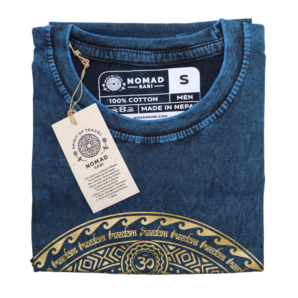 * T-Shirt en Coton Délavé Nomad Sari – Chakra – Bleu – S