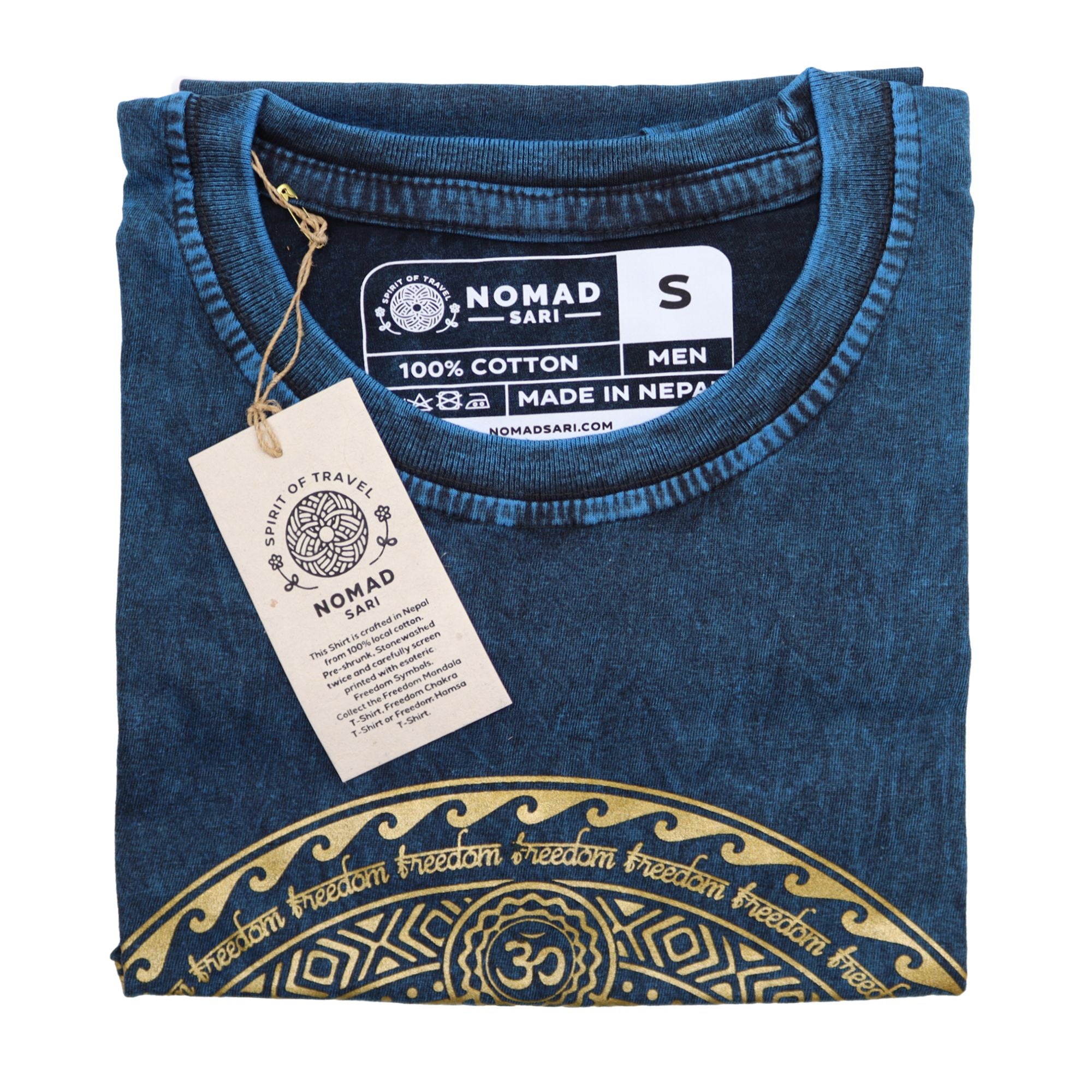 * T-Shirt en Coton Délavé Nomad Sari – Chakra – Bleu – S