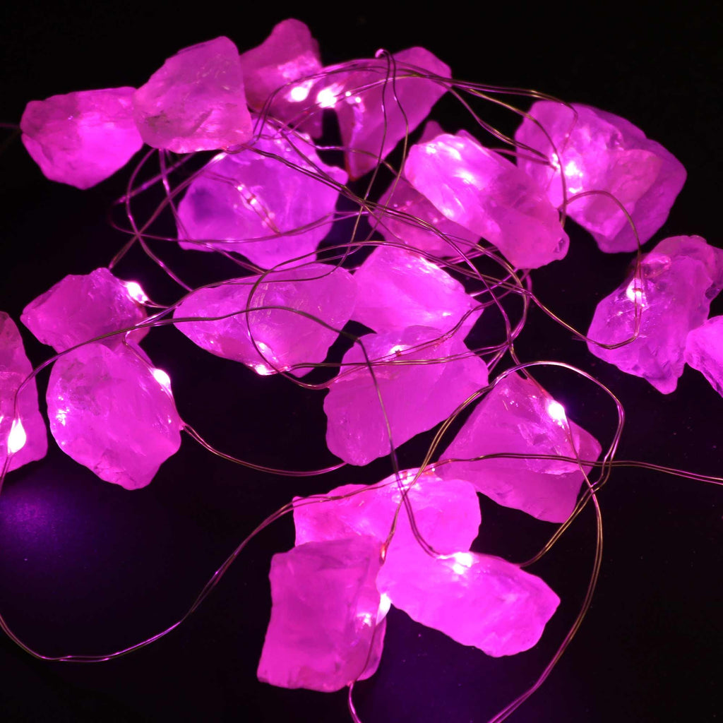Guirlande lumineuse en quartz rose, alimentation USB