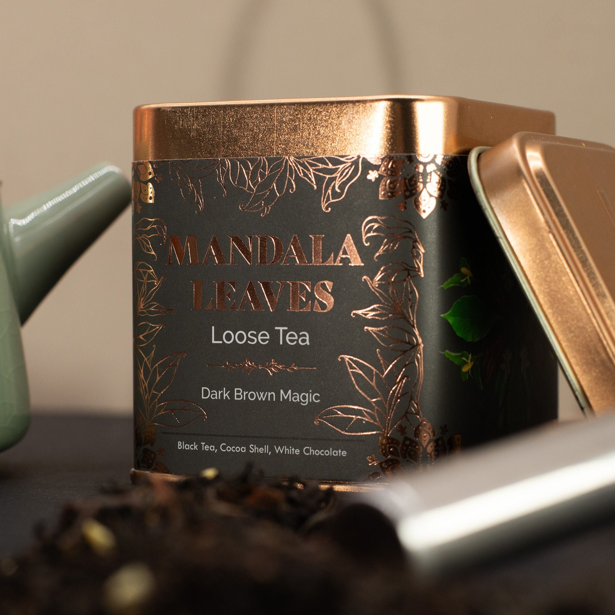Thé Noir Dark Brown Magic 50g – Mélange Chocolat & Amande Artisanal | Boîte Métallique