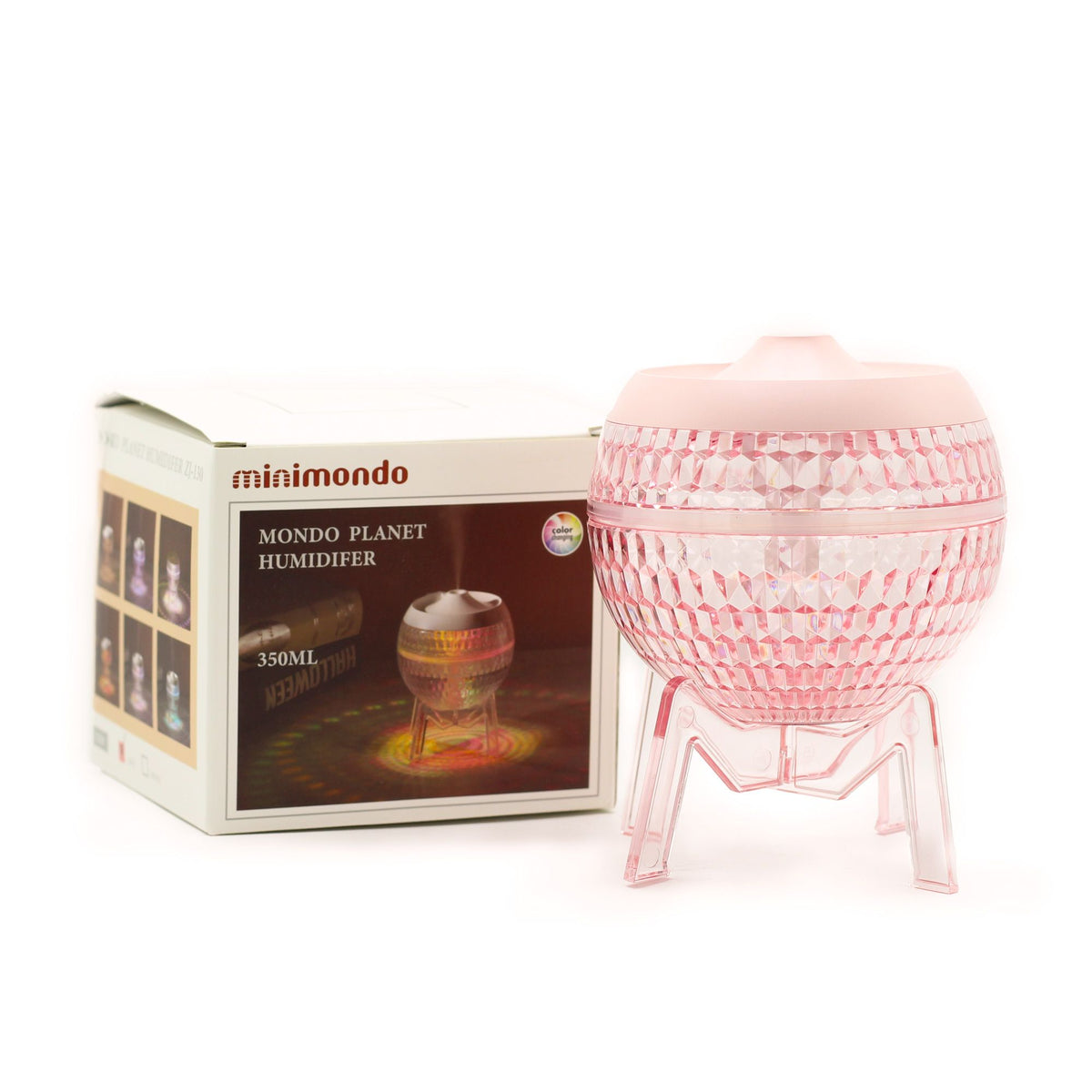 * Humidificateur rose Mondo Planet – USB et éclairage multicolore vers le bas