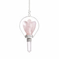 Pendule ange en quartz rose avec anneau