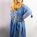 Kaftan Femme Bleu Roi & Mauvais Œil Doré – Collection Nomad Sari Méditerranée