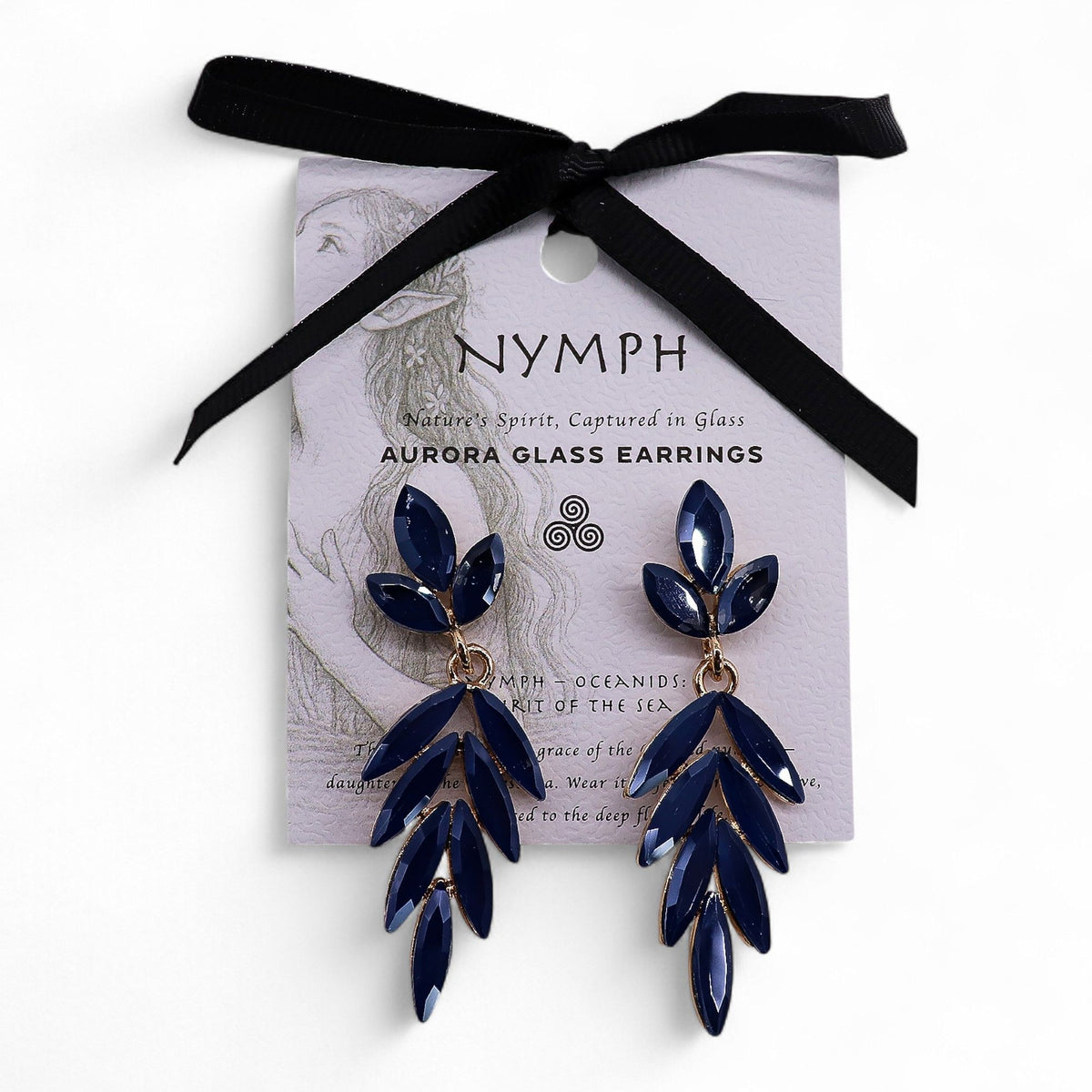 * Boucles d’oreilles longues pendantes en verre vintage bleu royal