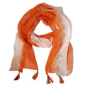 Foulard Femme Corail & Tortues Dorées Ombré avec Franges – Collection Nomad Sari Summer (180x50cm)