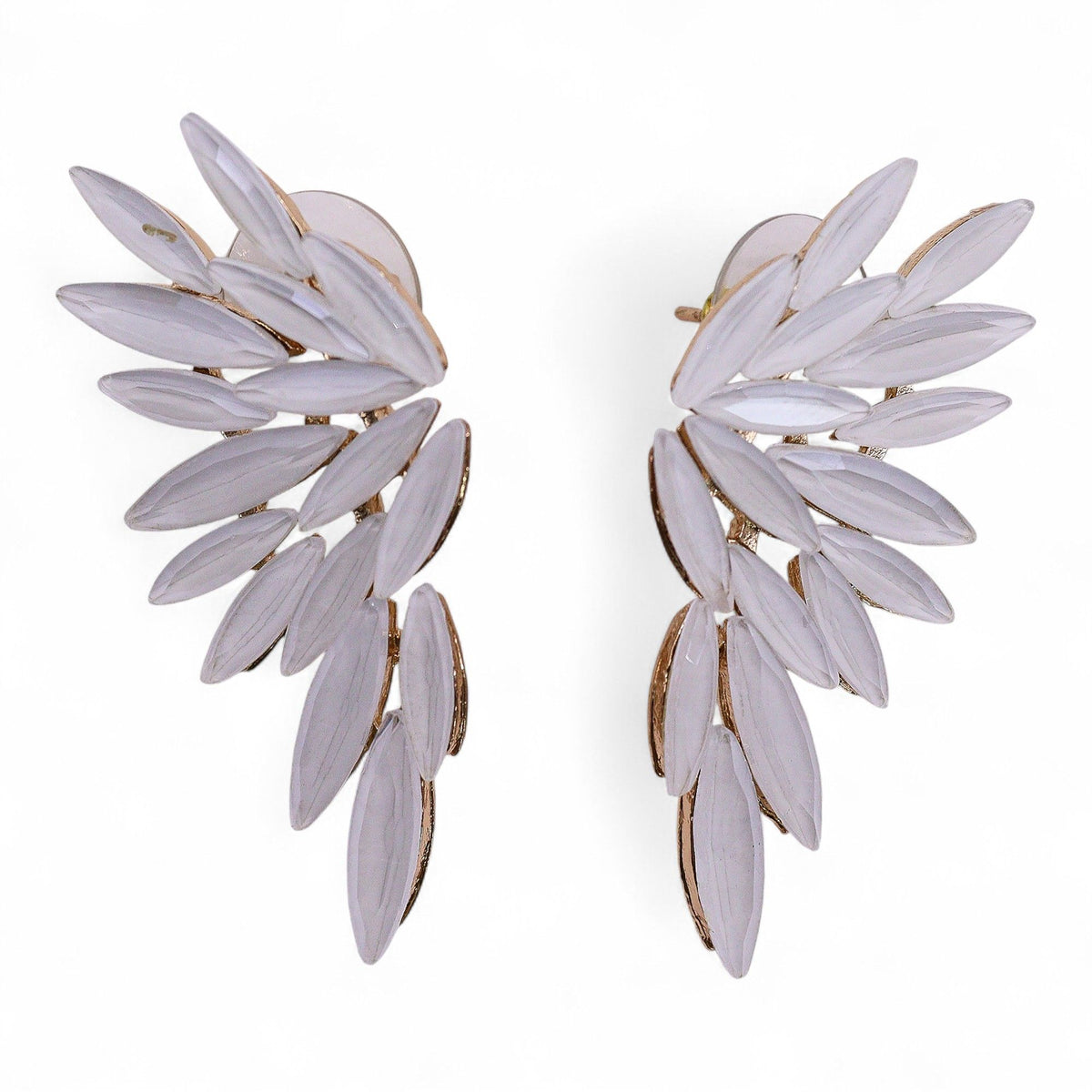 * Boucles d’oreilles ailes d’ange en verre vintage – Teinte perle