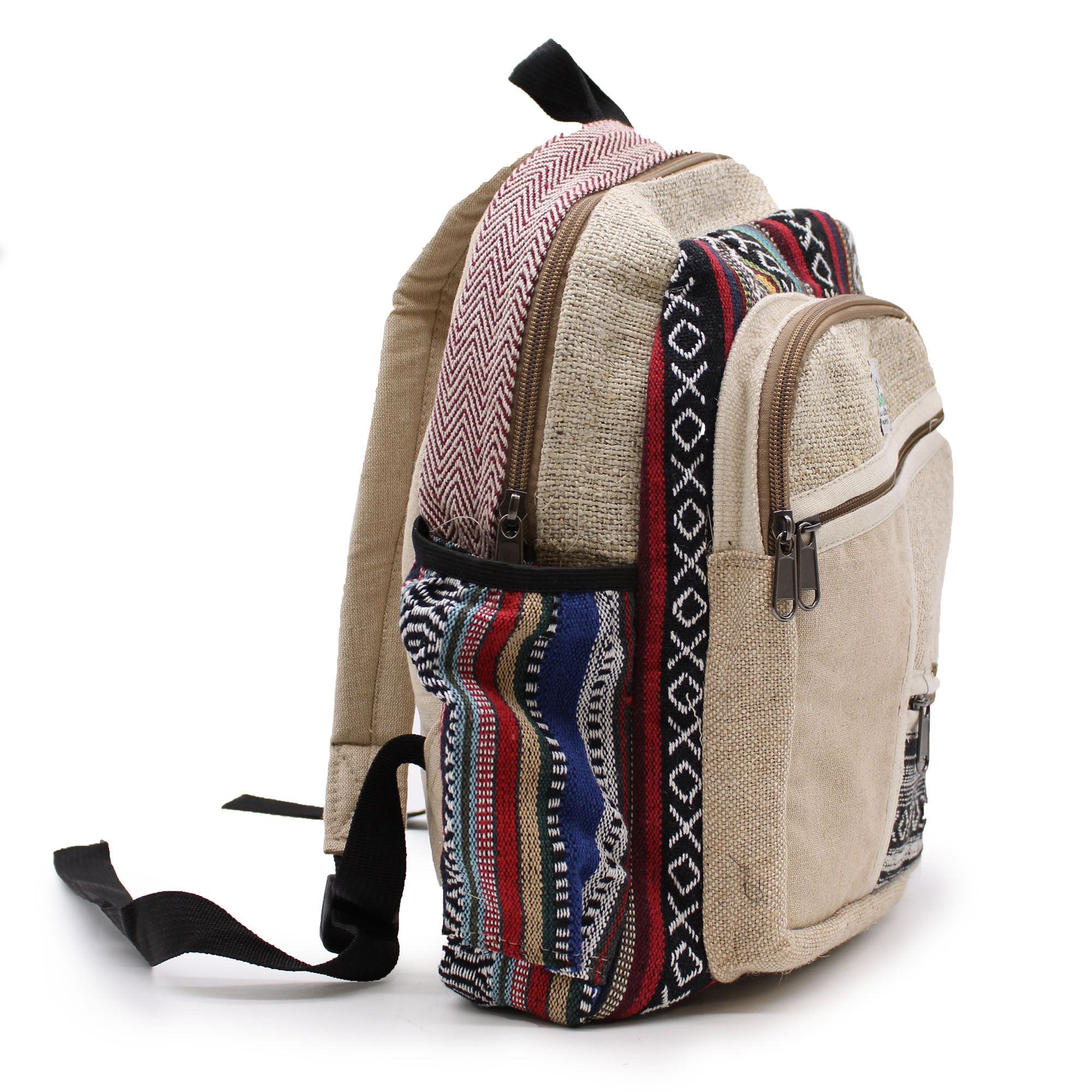 Petit Sac à Dos en Chanvre – Style Zips Zigzag | Artisanal Népal