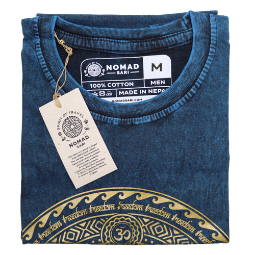 * T-Shirt en Coton Délavé Nomad Sari – Chakra – Bleu – M