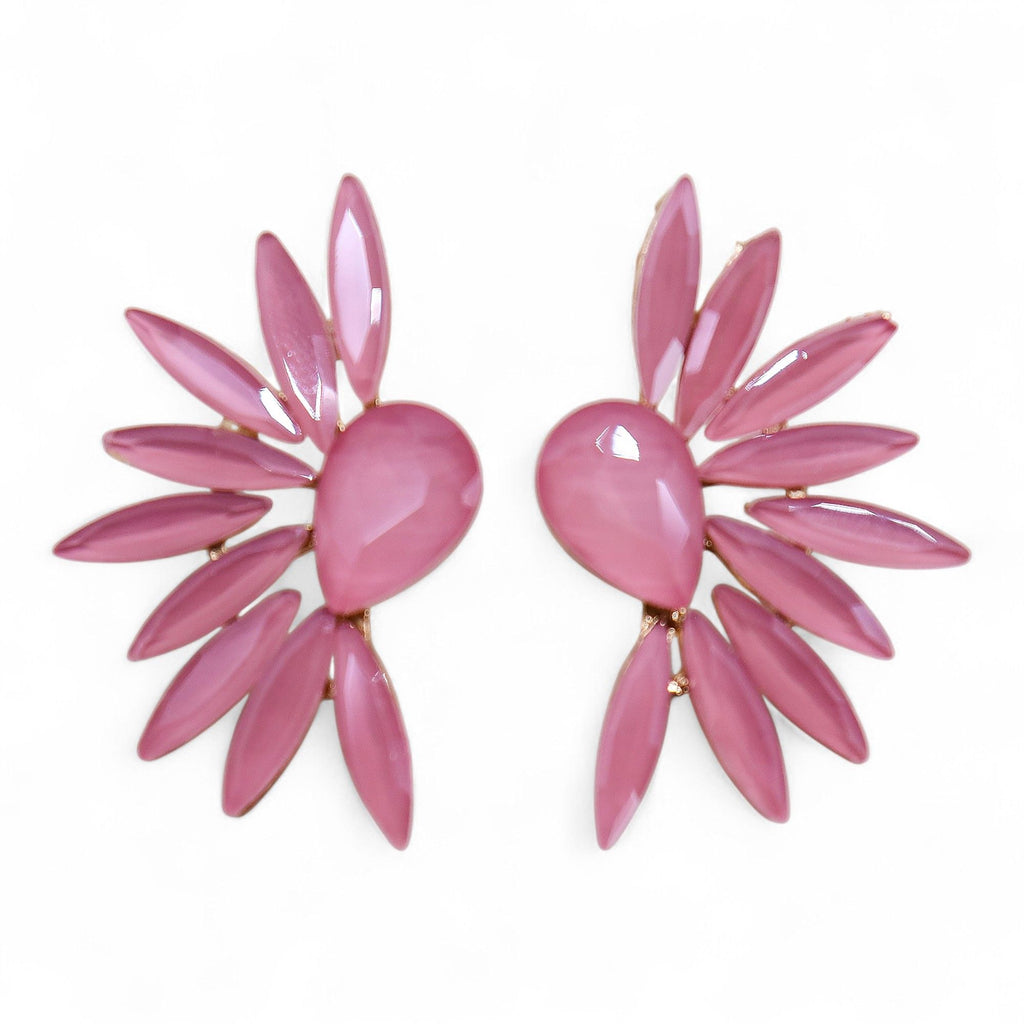 * Boucles d’oreilles ailes d’ange en verre vintage rose pâle