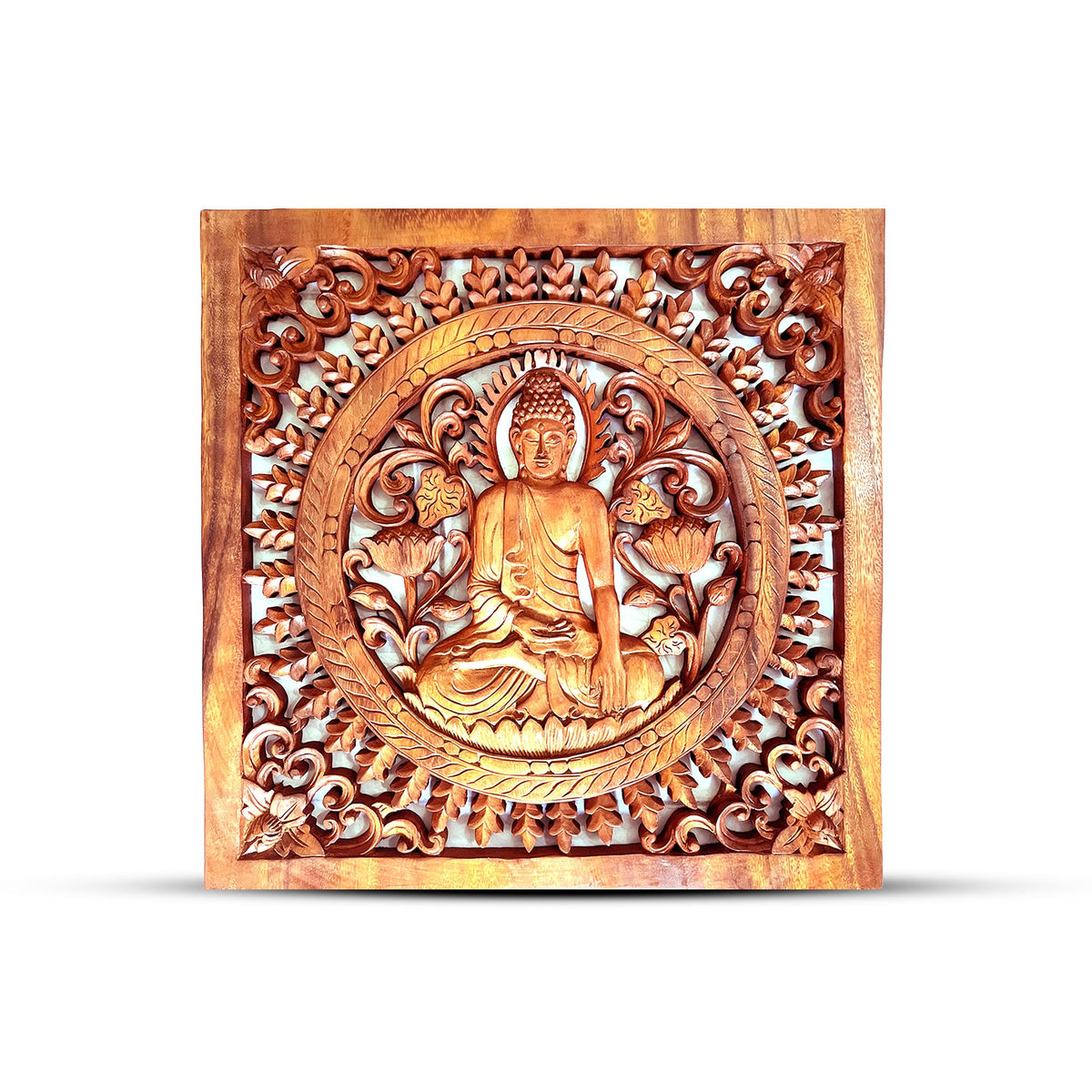 * Panneau décoratif carré en bois Bouddha, 40 × 40 cm