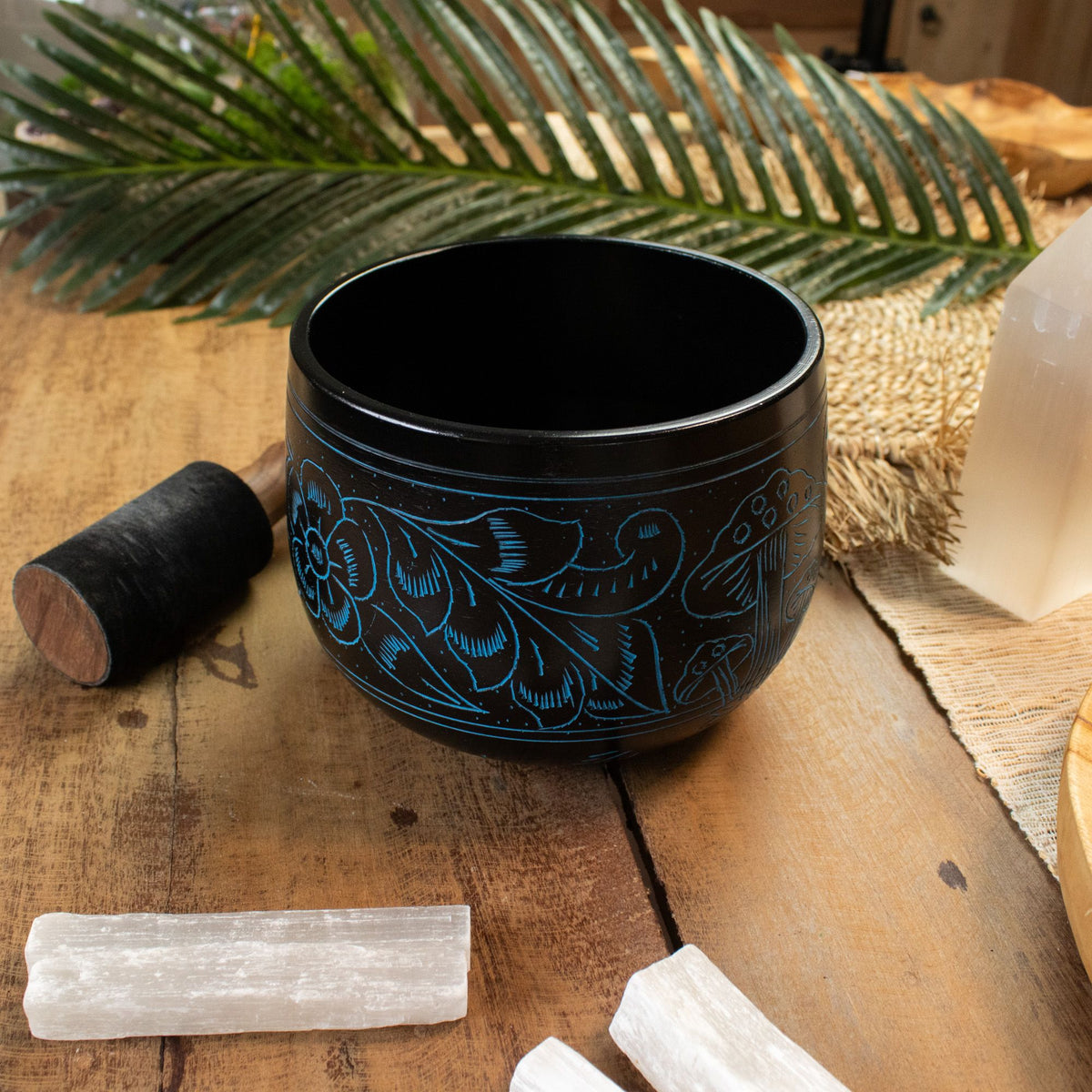 * Bol chantant en forme de chaudron – Champignon magique – Bleu (15 cm)