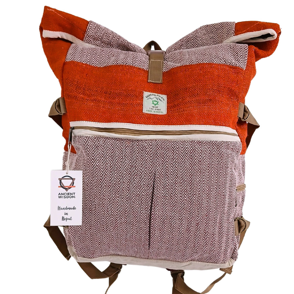 Sac à Dos de Trek en Chanvre – Rolling Orange Coucher de Soleil | Artisanal Népal