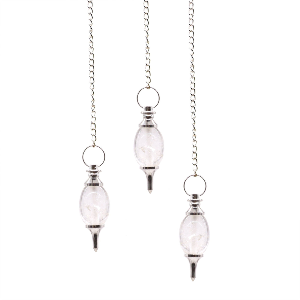 Pendule en cristal de roche en forme de lingam