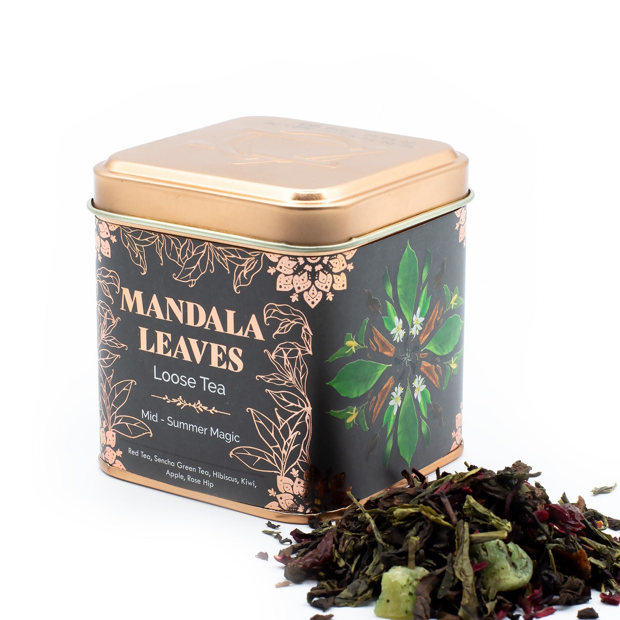 Thé Magie de la Mi-Été 50g – Mélange Pu Erh Sencha Hibiscus Fraise Kiwi | Boîte Métallique