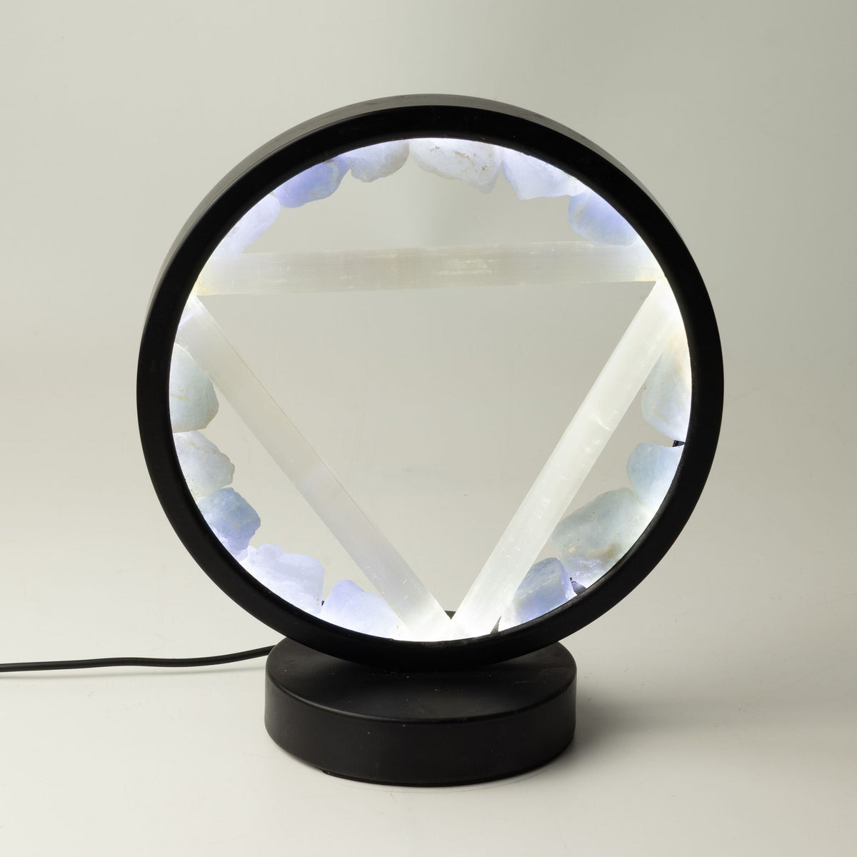 * Lampe halo Eau – Aigue-marine et sélénite