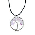 Pendentif arbre de vie en quartz rose