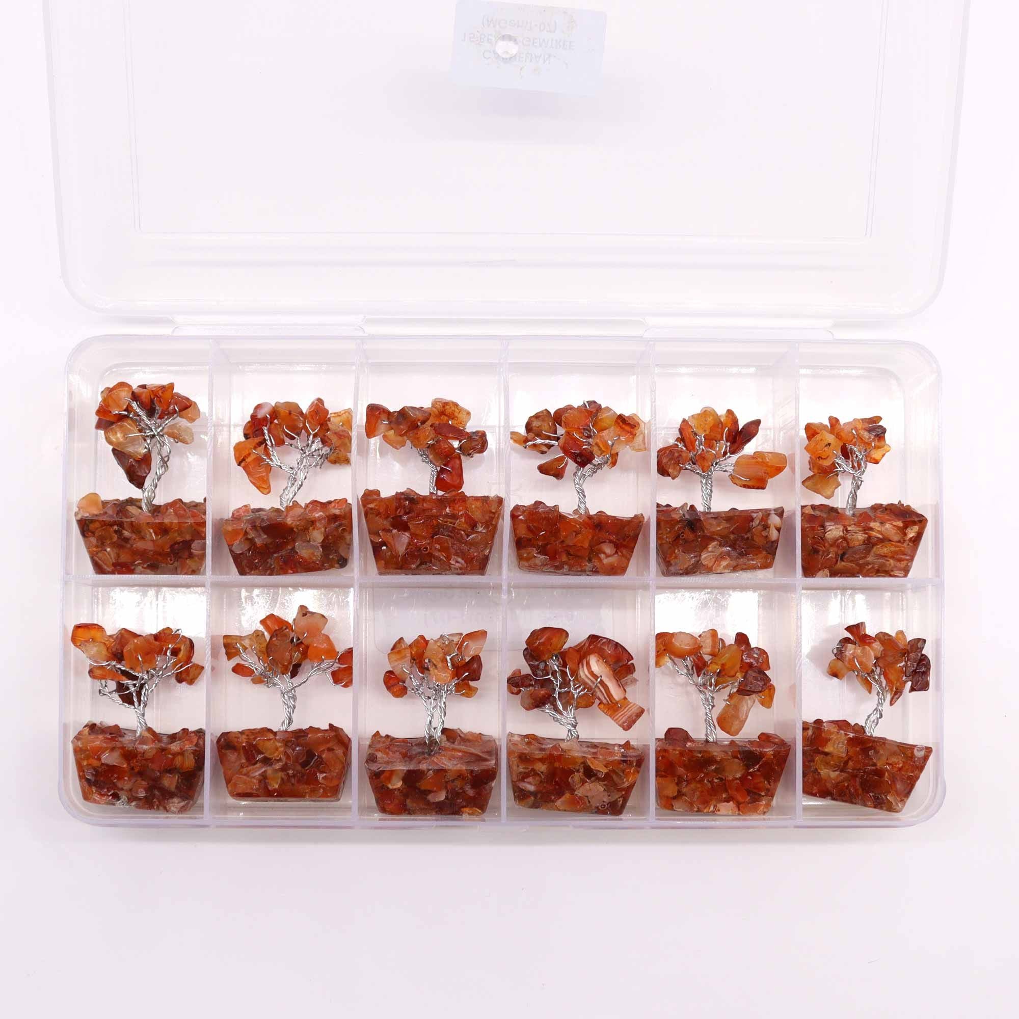 Mini Arbres en Pierres Précieuses sur Base d'Orgonite – Cornaline (15 pierres)