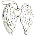 Doubles ailes d’ange et cœur sculptés à la main – 24 cm