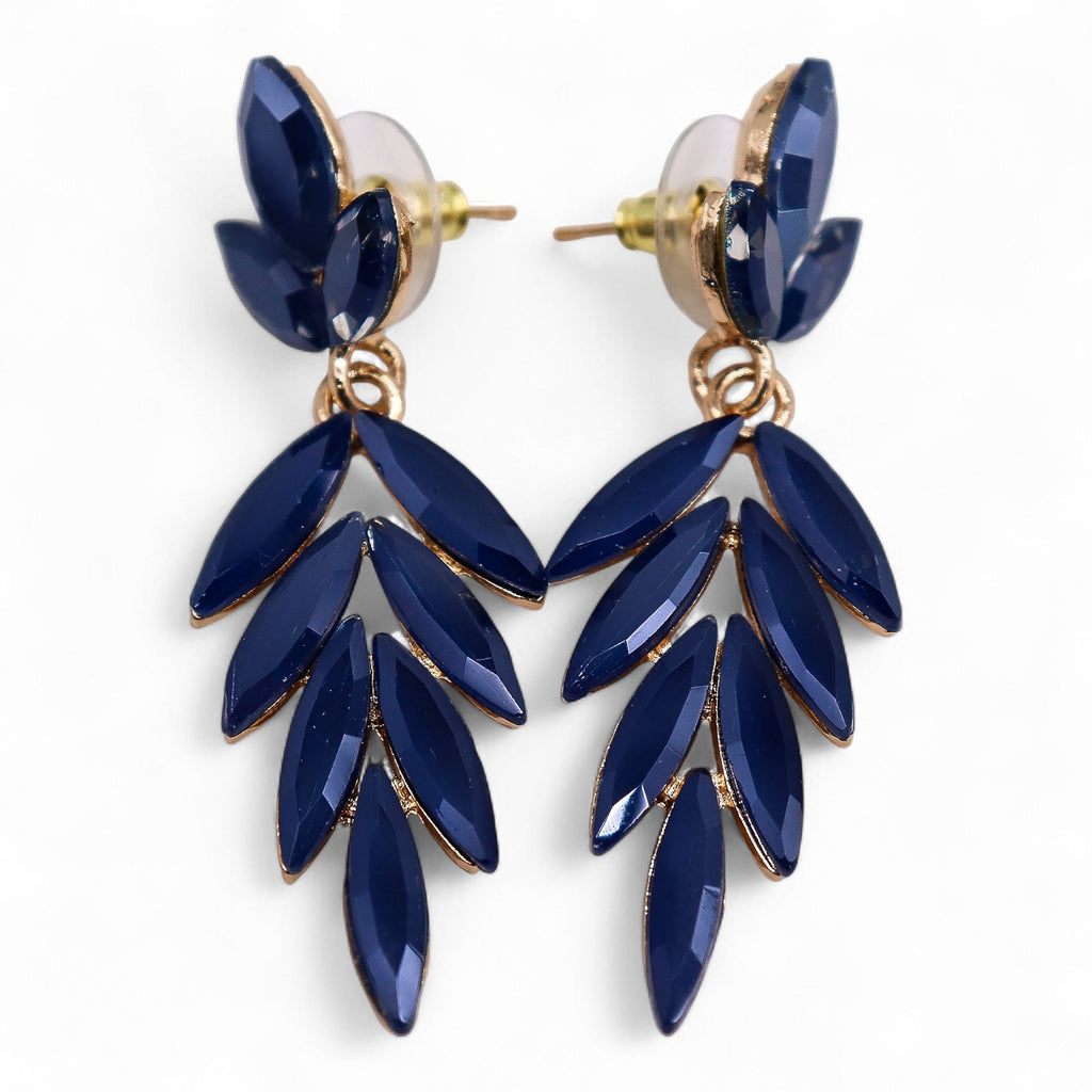 * Boucles d’oreilles longues pendantes en verre vintage bleu royal