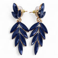 * Boucles d’oreilles longues pendantes en verre vintage bleu royal