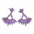 * Boucles d’oreilles longues pendantes en verre vintage – Lavande