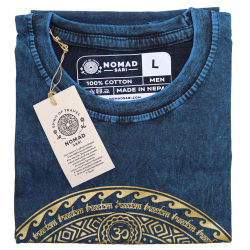 * T-Shirt en Coton Délavé Nomad Sari – Chakra – Bleu – L