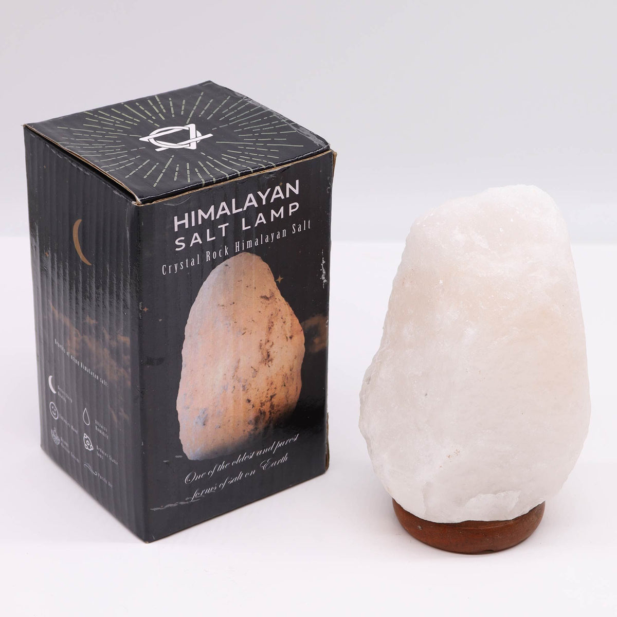 * Lampe en sel blanc de l’Himalaya avec socle, environ 2 à 3 kg