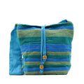 Sac Sling Népalais Prairies Printanières Vert & Bleu – Format Standard | Ultra-Léger | Artisanal