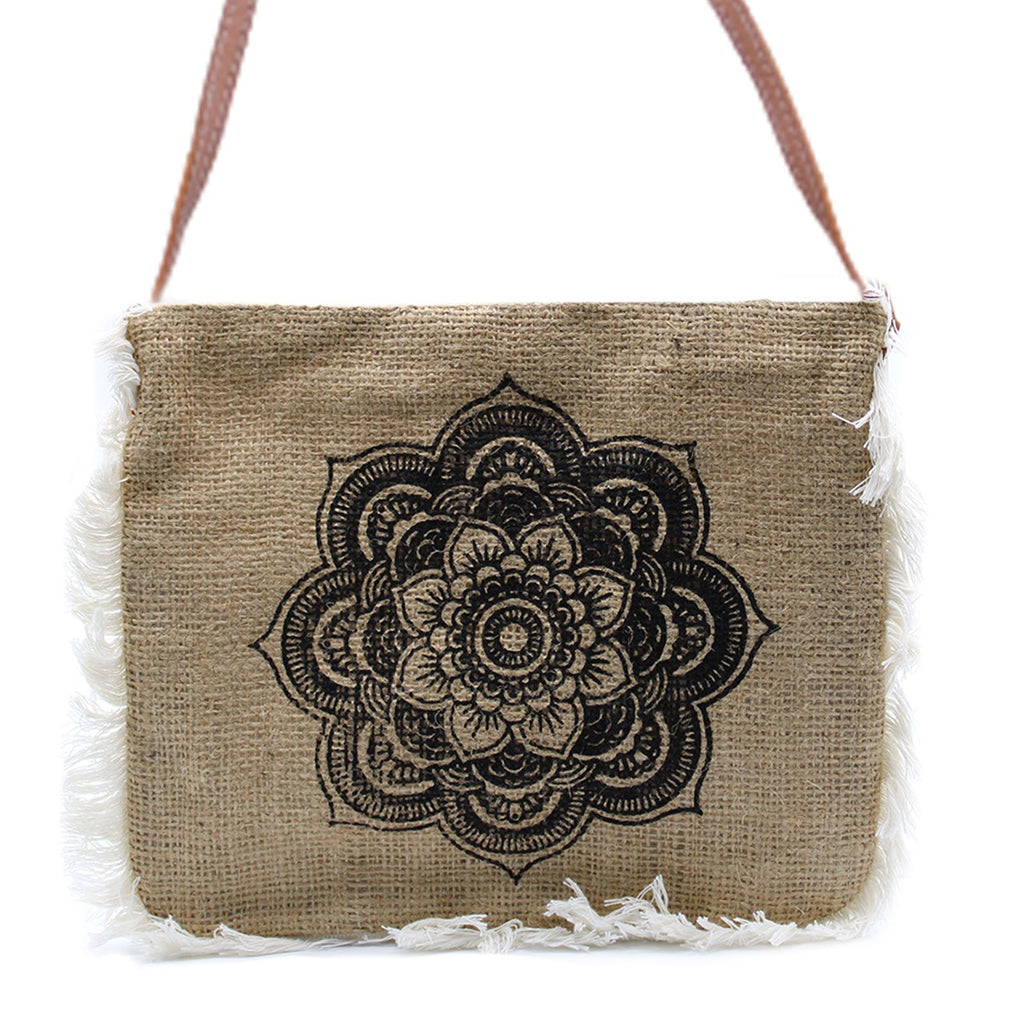 Sac en Jute Brodé Mandala | Artisanat Balinais | Style Bohème & Méditation