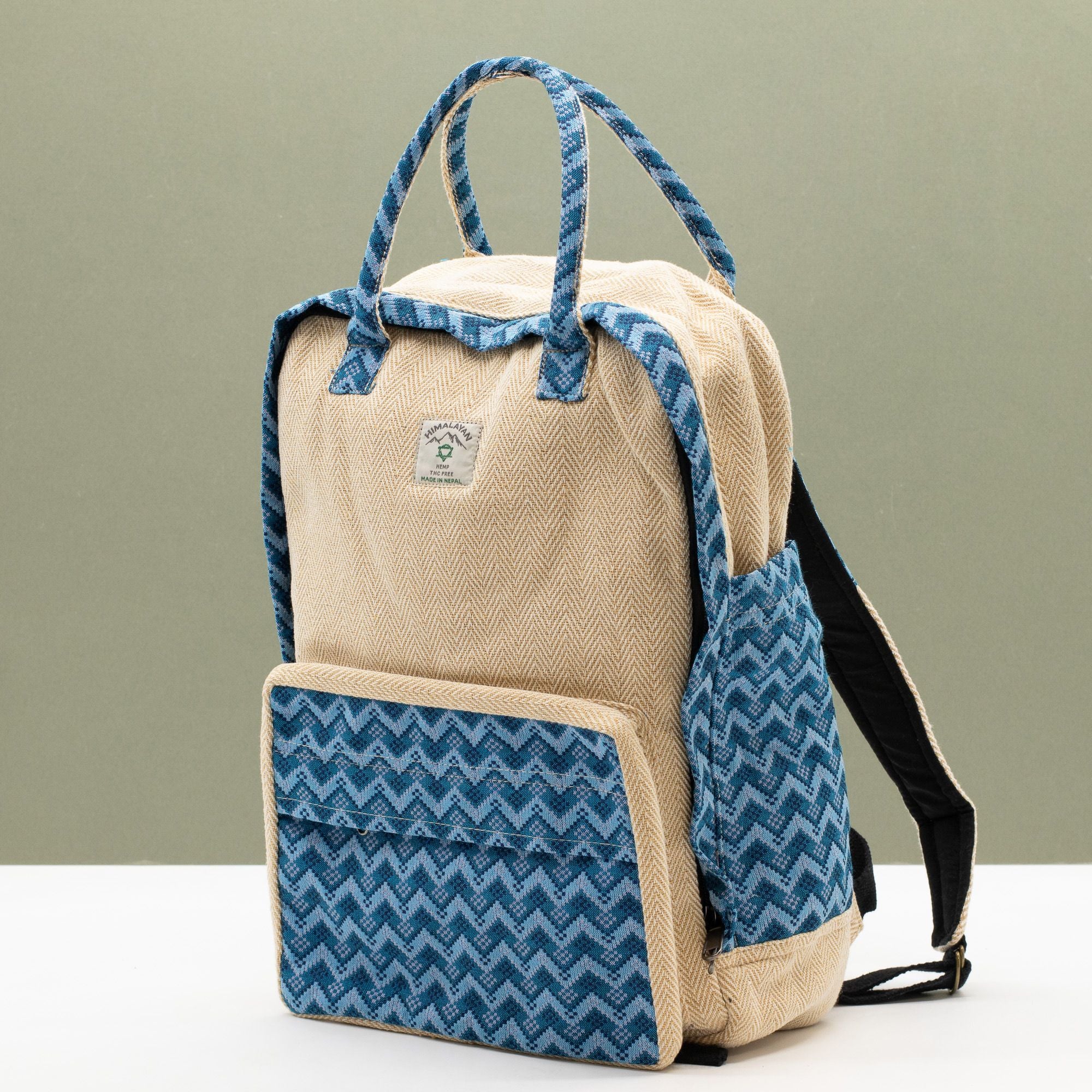 Grand Sac à Dos Katmandou – Motif Dhaka Traditionnel | 39x28x13cm | Artisanal Népal