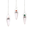 * Pendule conique en cristal de roche avec anneau argenté