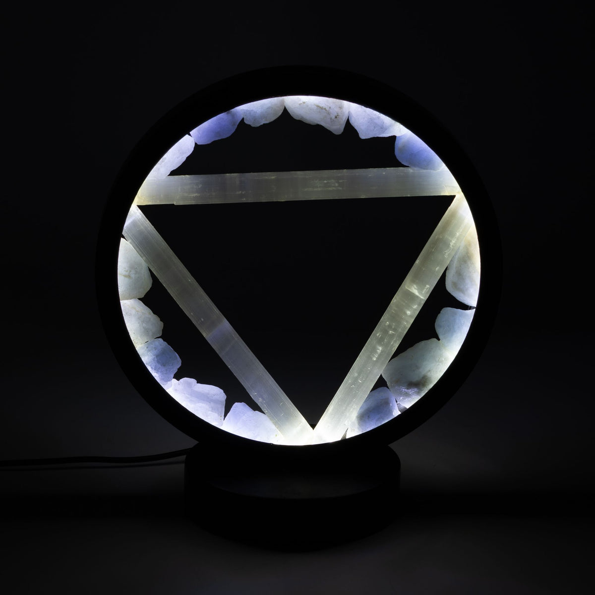 * Lampe halo Eau – Aigue-marine et sélénite