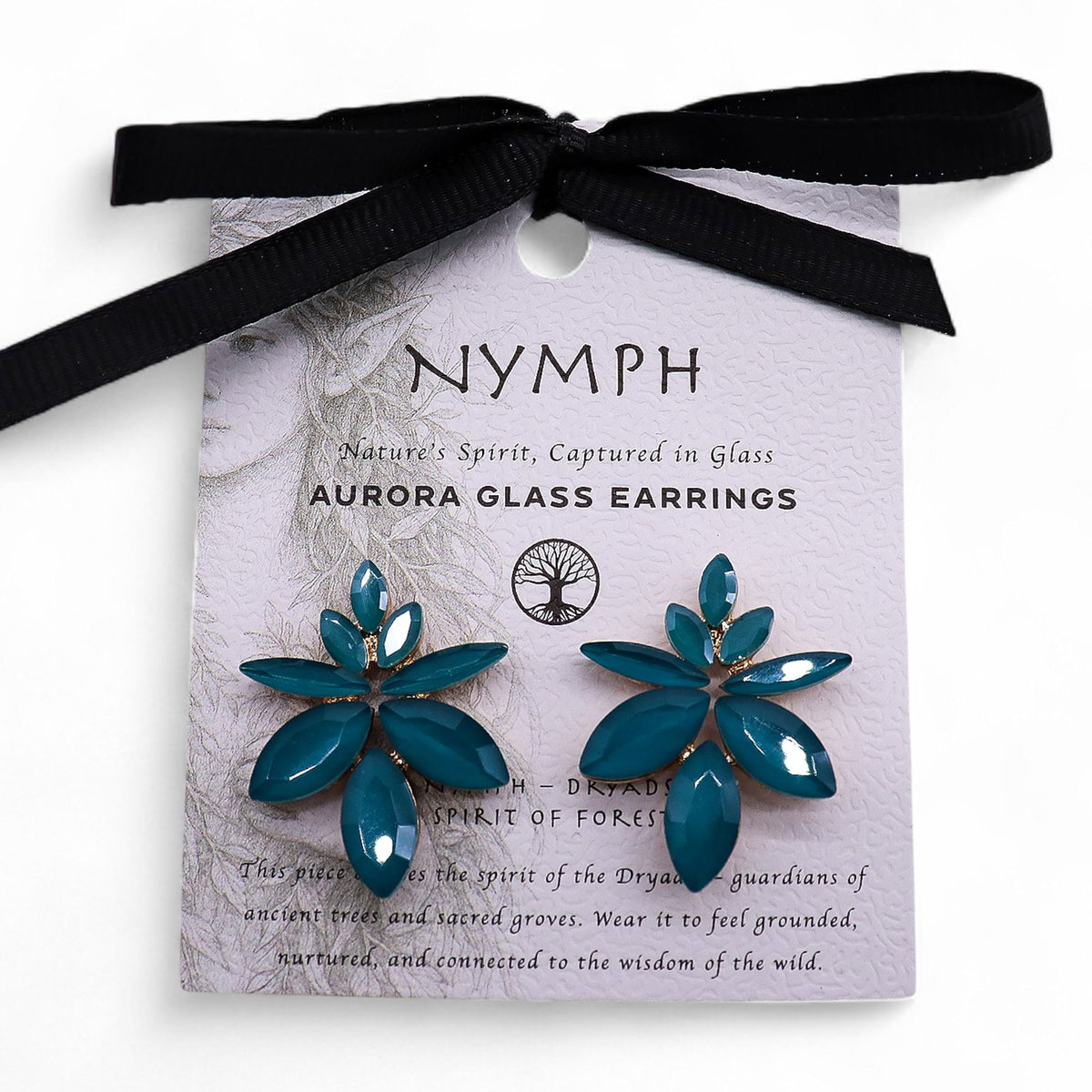 * Boucles d’oreilles fleurs en verre vintage vert sarcelle