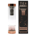 Bouteille infuseur à thé en verre avec quartz rose, finition or rose