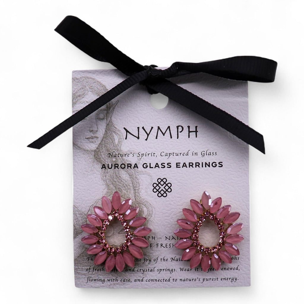 * Boucles d’oreilles créoles en verre vintage rose pâle