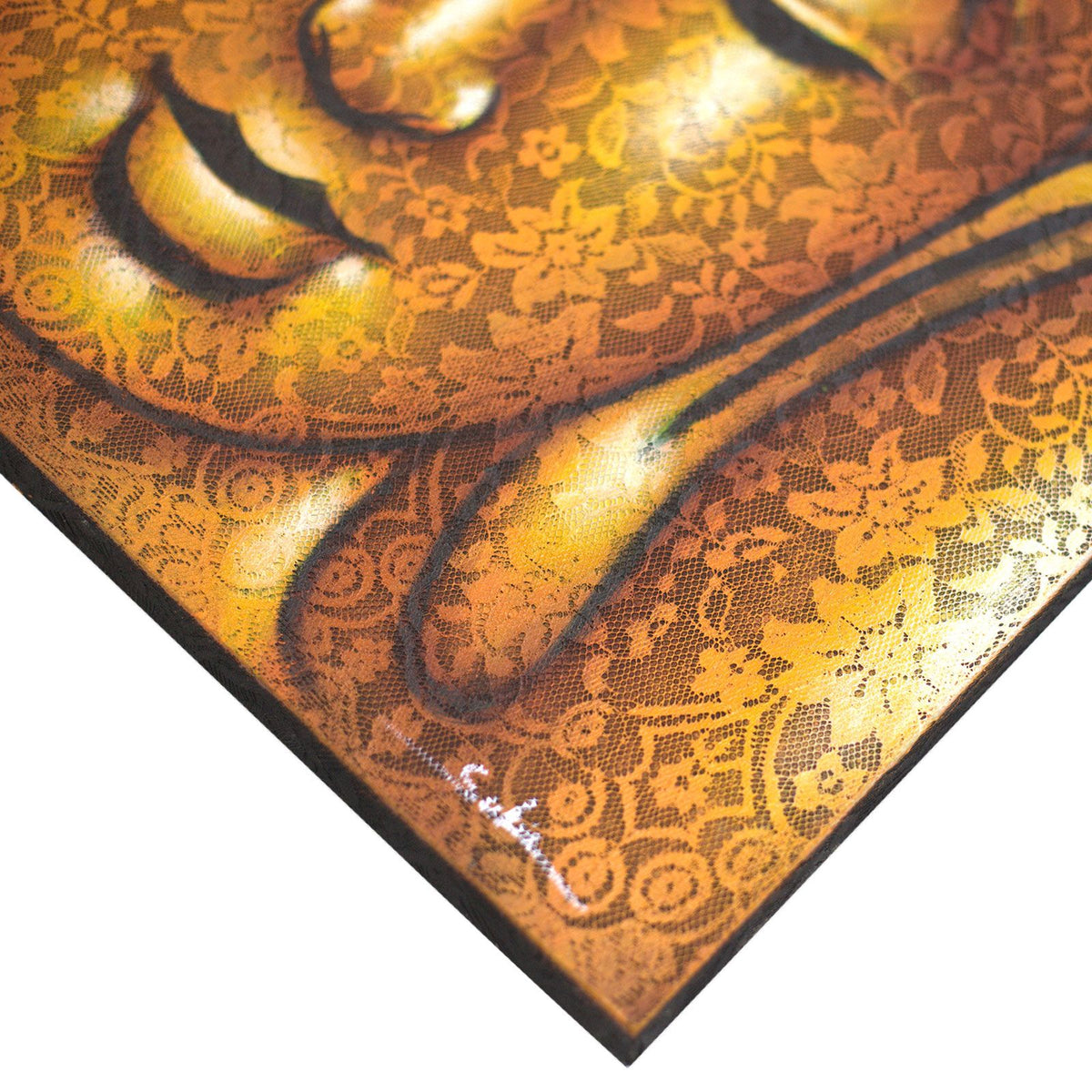* Tableau Bouddha doré avec détails de brocart, 60 × 80 cm