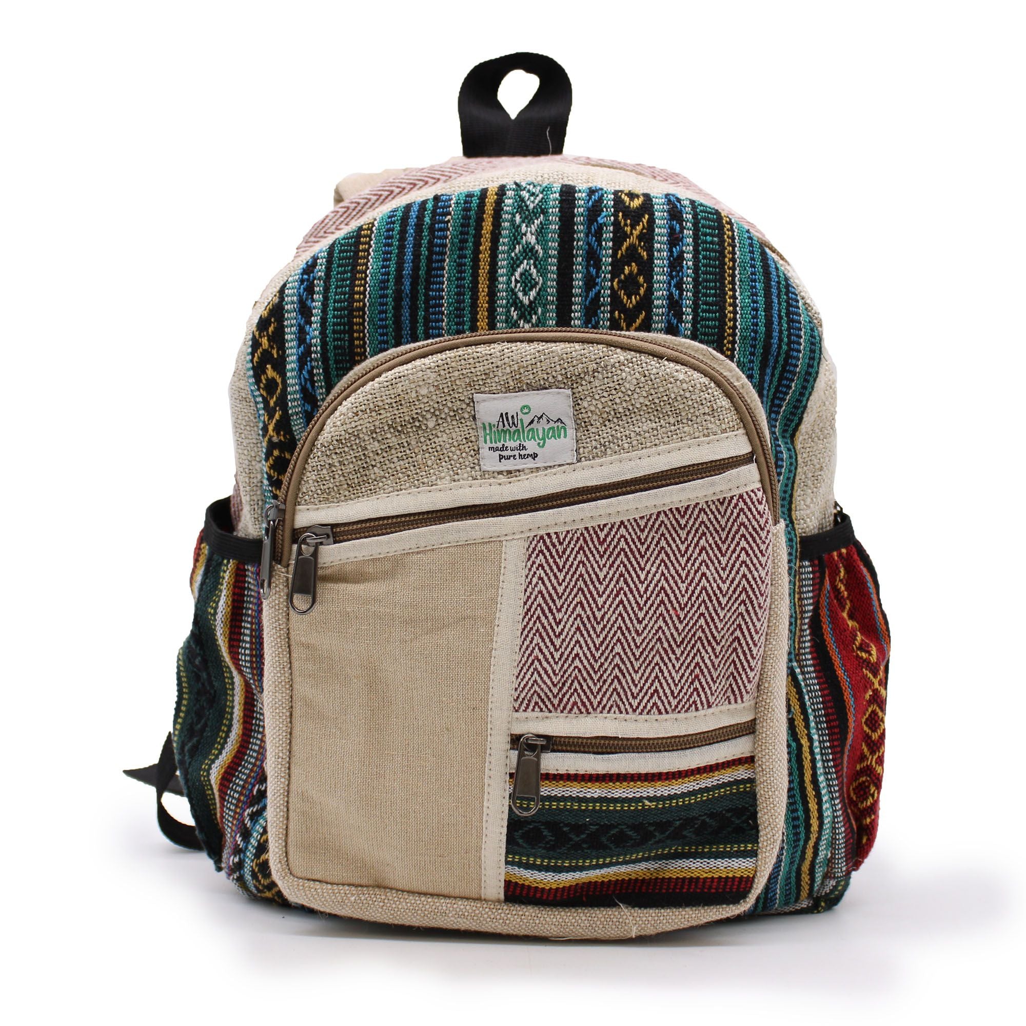 Petit Sac à Dos en Chanvre – Style Zips Zigzag | Artisanal Népal