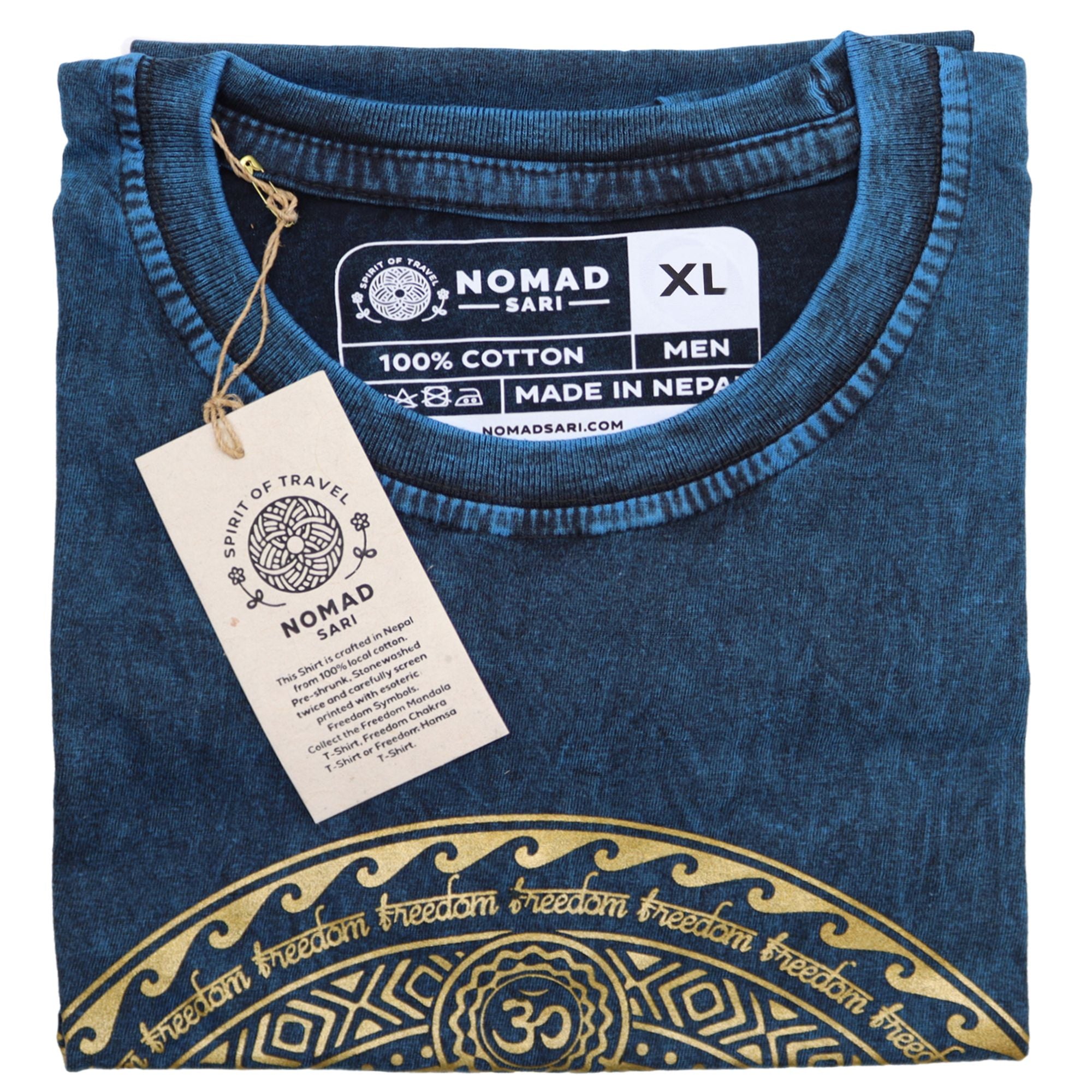 * T-Shirt en Coton Délavé Nomad Sari – Chakra – Bleu – XL