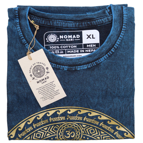 * T-Shirt en Coton Délavé Nomad Sari – Chakra – Bleu – XL
