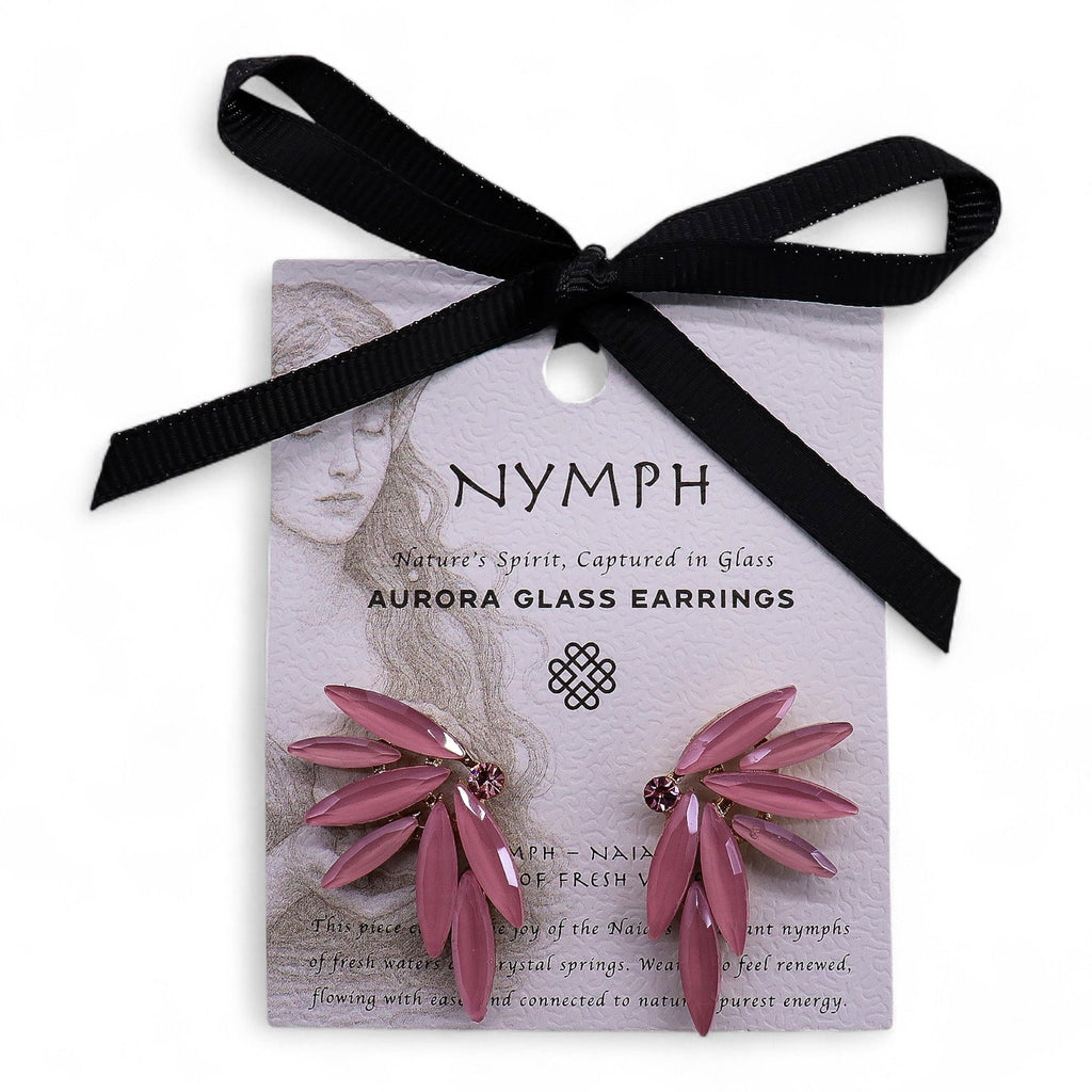 * Boucles d’oreilles fées en verre vintage rose pâle