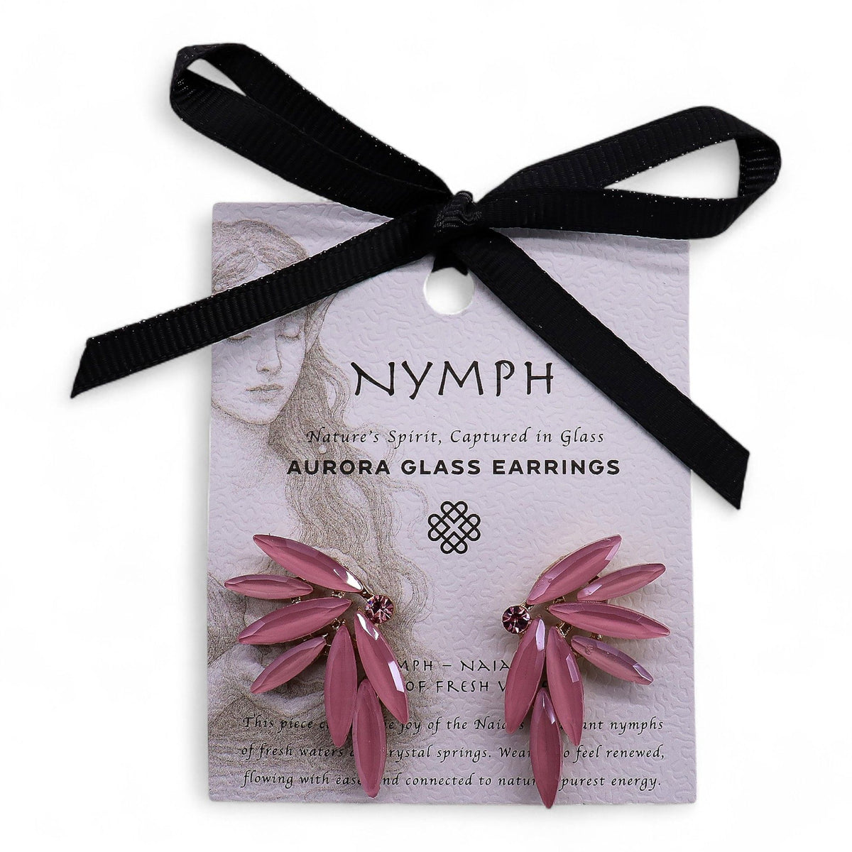 * Boucles d’oreilles fées en verre vintage rose pâle