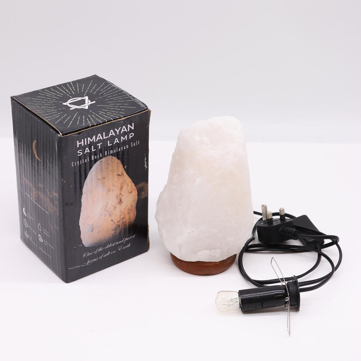 * Lampe en sel blanc de l’Himalaya avec socle, environ 2 à 3 kg