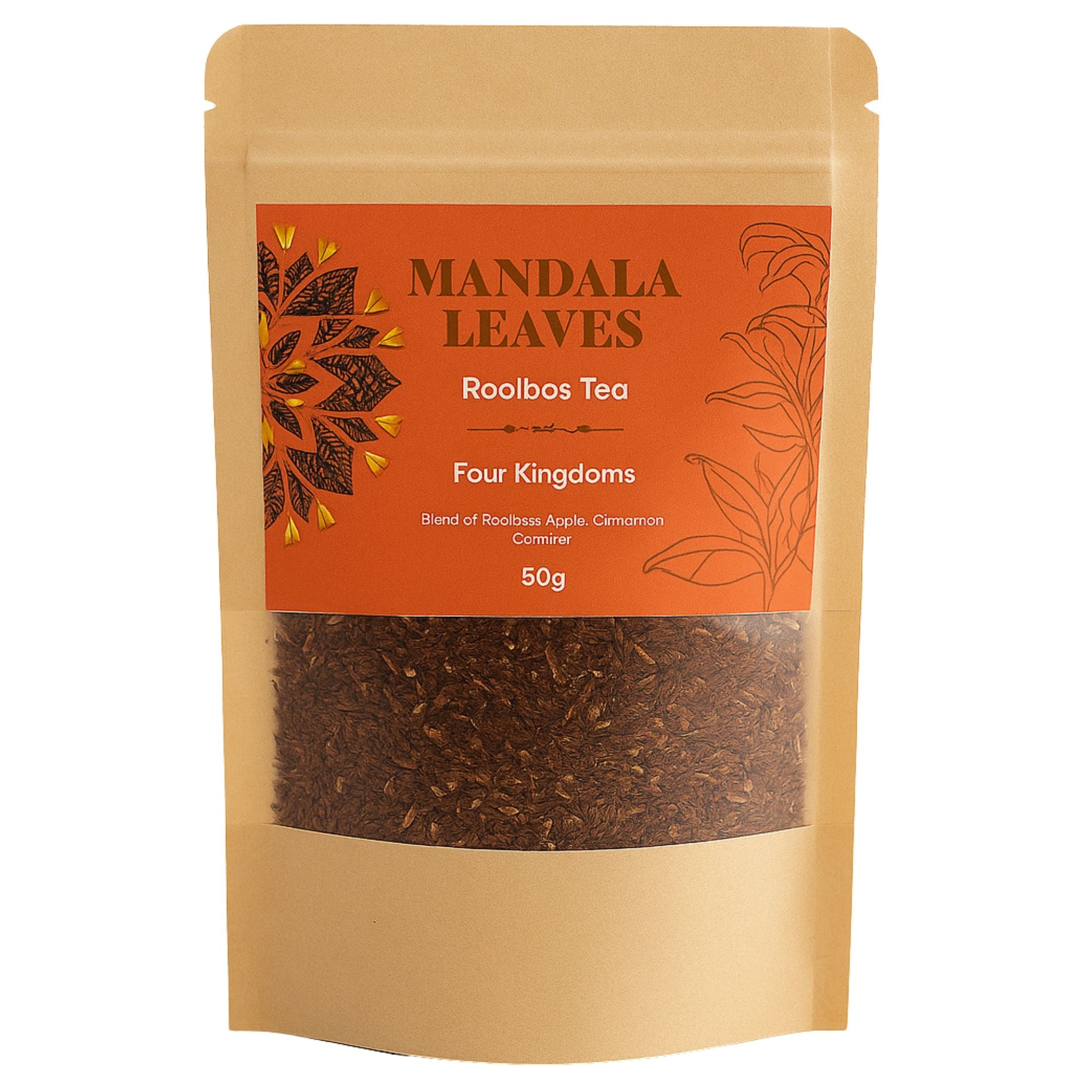Quatre Royaumes 50g – Rooibos Pomme Cannelle Yaourt | Infusion Artisanale Sans Théine