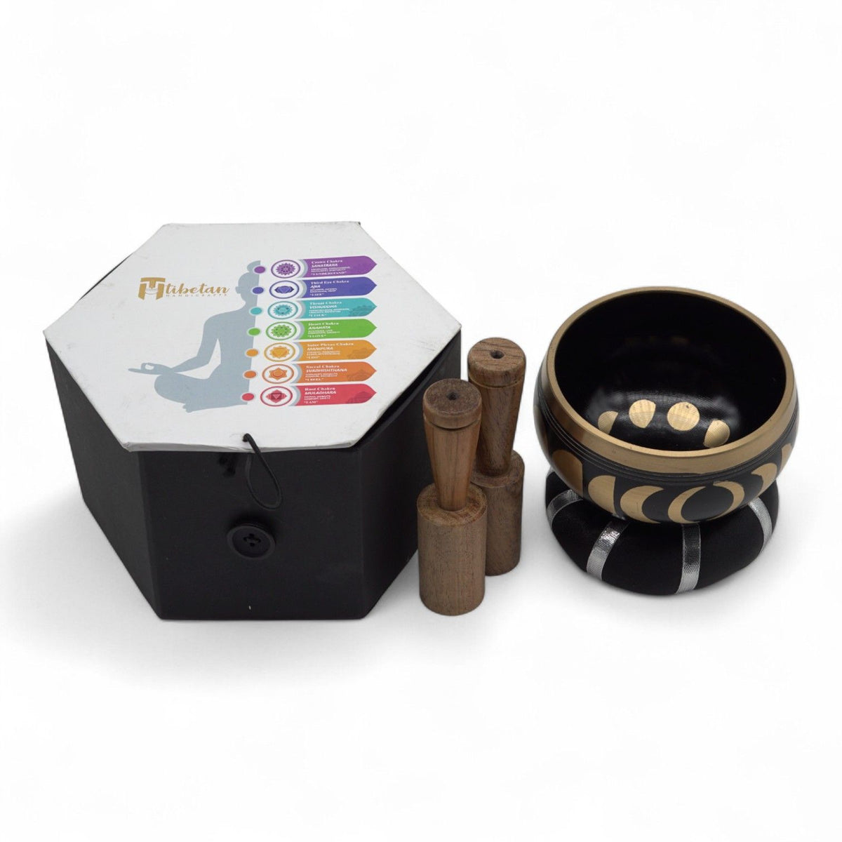 * Coffret de bol chantant noir aux phases lunaires, 10,7 cm