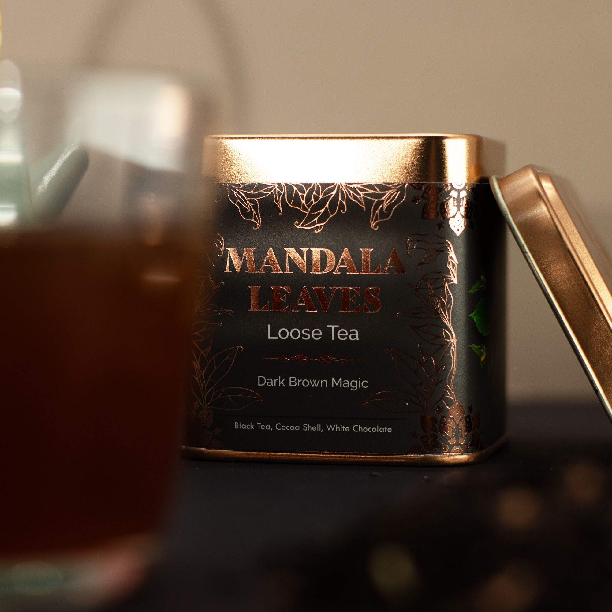 Thé Noir Dark Brown Magic 50g – Mélange Chocolat & Amande Artisanal | Boîte Métallique